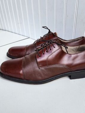 FLORSHEIM Imperial Men 13 D Brown Leather Cap Toe Oxford Shoes 18150 Italy